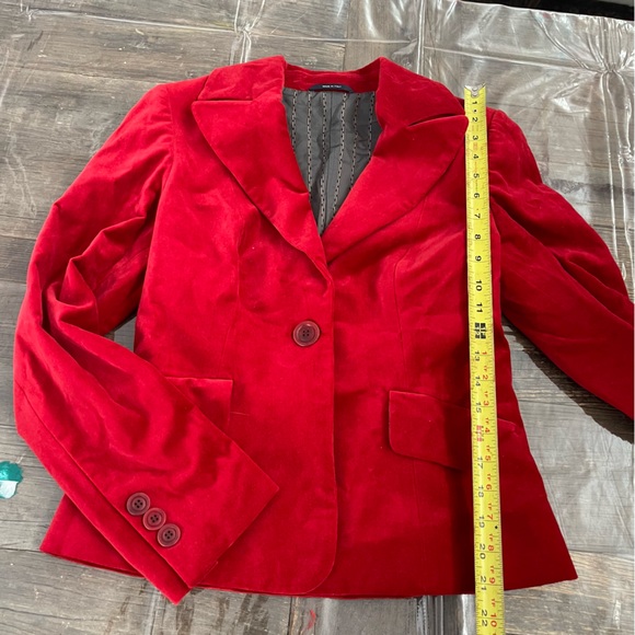 LUIGI BORRELLI women’s One Button Red Velvet Blazer Jacket Size 8 - Picture 2 of 8